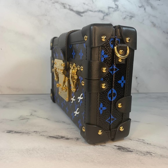 Louis Vuitton Petite Malle Trunk Crossbody shoulder bag Blue/Black Monogram LV - Picture 6 of 15